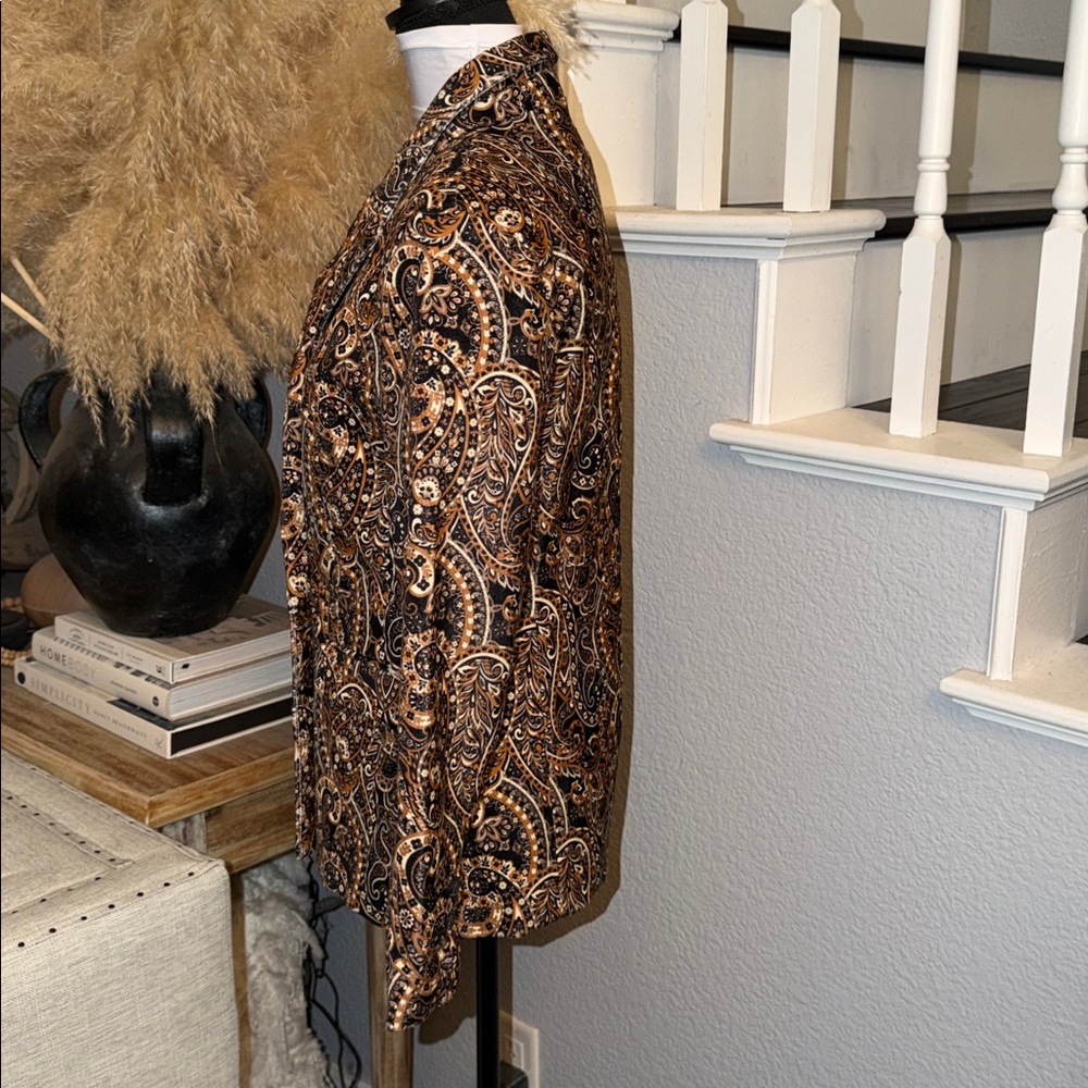 Driftwood Velvet Paisley Jacquard Blazer 70’s Western Embroidery Boho SZ S - Picture 4 of 7